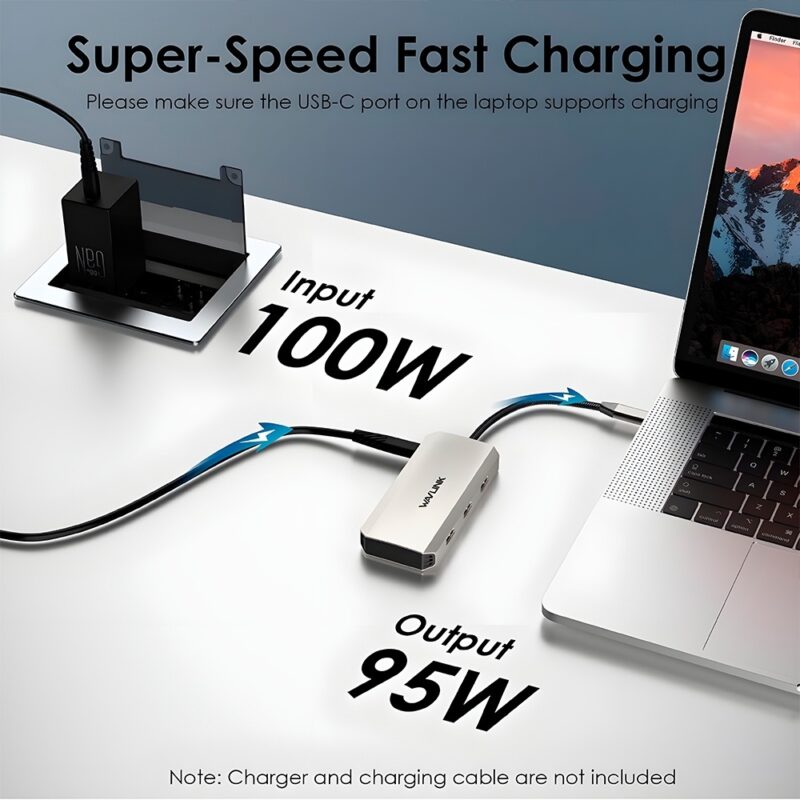 Hub Usb C Wavlink 7 em 1 Docking Station 4K/60Hz PD 100W