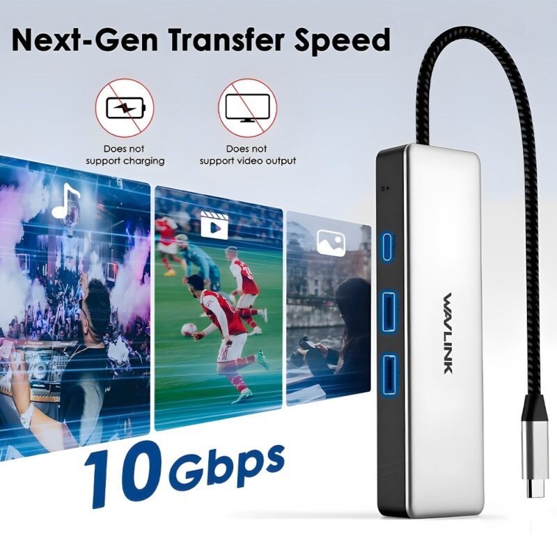 Hub Usb C Wavlink Para Rj45 Ethernet Fêmea 2.5Gbps Prata
