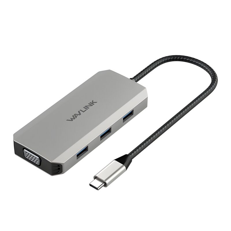 Hub Mini Dock Usb C Wavlink 7 em 1 4k/60Hz Pd 85W Prata
