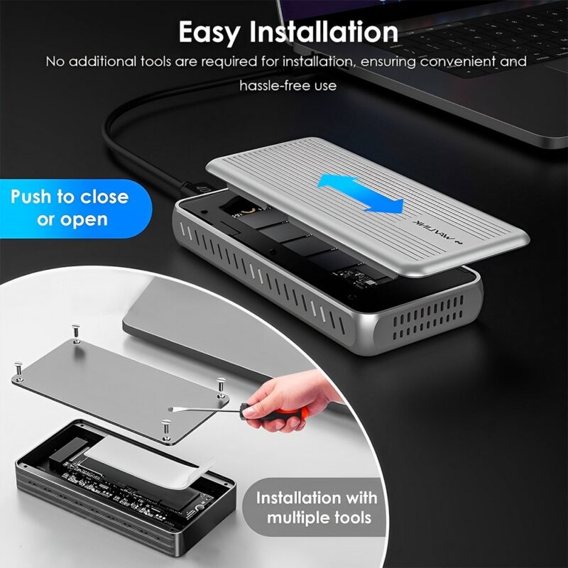 Case Gabinete Externo Wavlink Usb C 40Gbps Ssd p/M2 Nvme