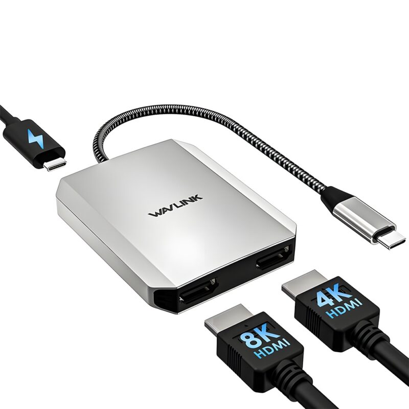 Adaptador Usb C para Hdmi Duplo Wavlink 4k/60Hz Pd 100W