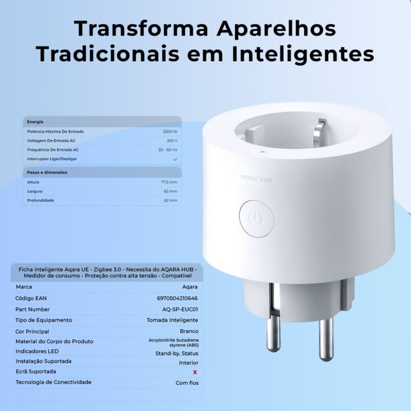 Plug Inteligente Tomada Aqara para Automação Casa Branco