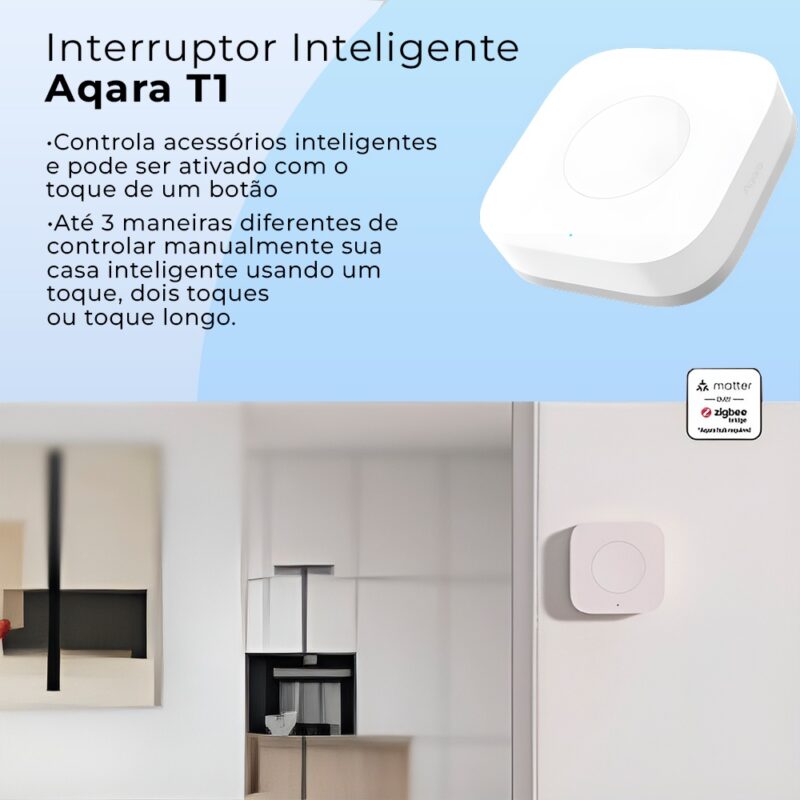 Interruptor Inteligente Aqara Zigbee 3.0 Sem Fio Branco