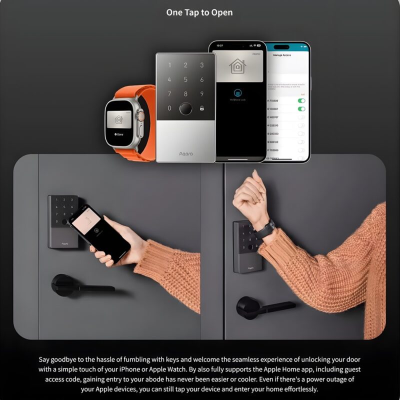 Fechadura Inteligente Aqara U100, Hub E1 2Card Nfc Prata
