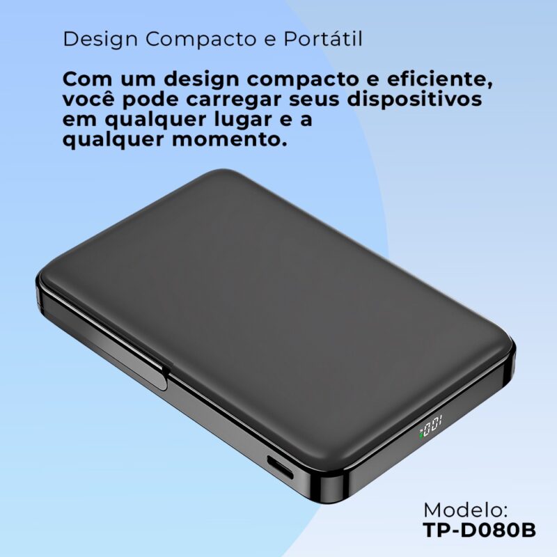 Power Bank MagSafe Pisen 10000mAh 2 In 1 Portátil Preta