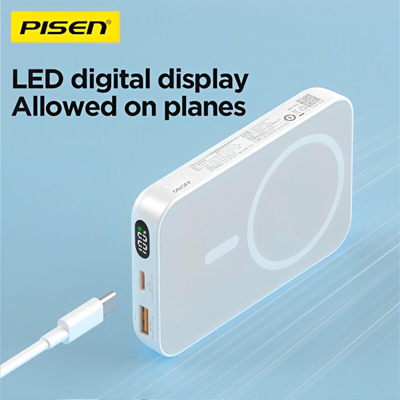 Power Bank MagSafe 10000mAh Pisen Tp-d11 Max 20W Branca