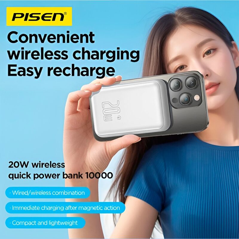 Power Bank MagSafe 10000mAh Pisen Tp-d11 Max 20W Branca