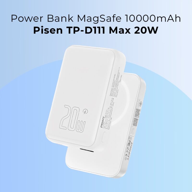 Power Bank MagSafe 10000mAh Pisen Tp-d11 Max 20W Branca