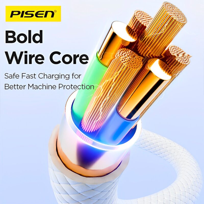 Cabo Usb A/C Pisen Vivid Series Macho/Macho 1Metro Cinza