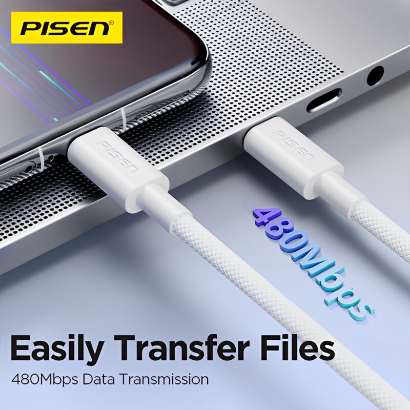 Cabo Usb A/C Pisen Vivid Series Macho/Macho 1Metro Cinza