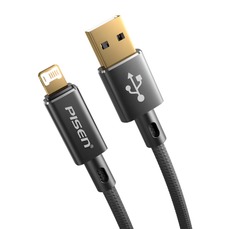 Cabo USB A para Lightning Pisen Macho/Macho 1Metro Preto