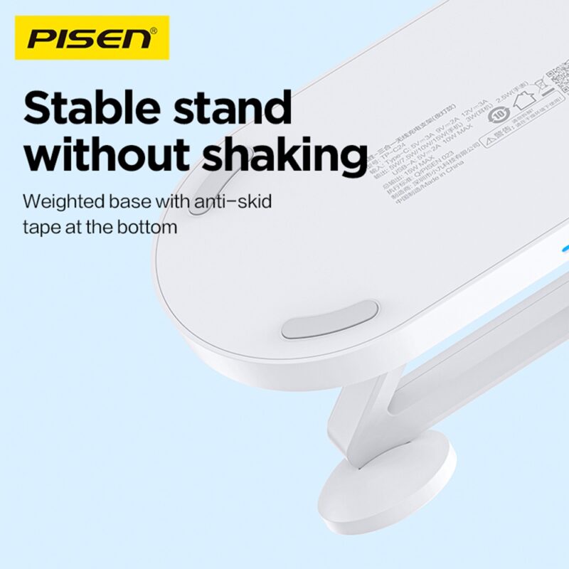 Suporte Carregamento Sem Fio Pisen TP-C24 3-in-1 Branco
