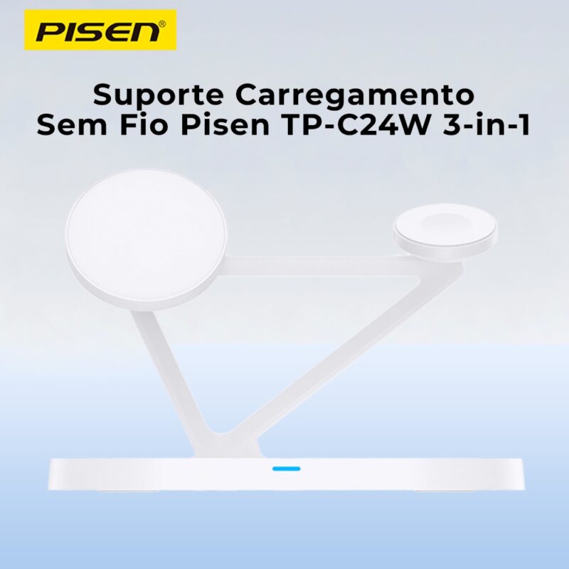 Suporte Carregamento Sem Fio Pisen TP-C24 3-in-1 Branco