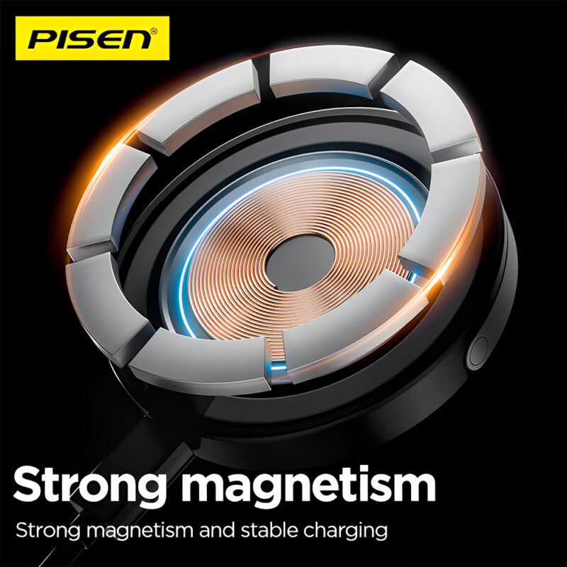 Carregador Magnético 2 in 1 Pisen TP-C43 Sem Fio Preto