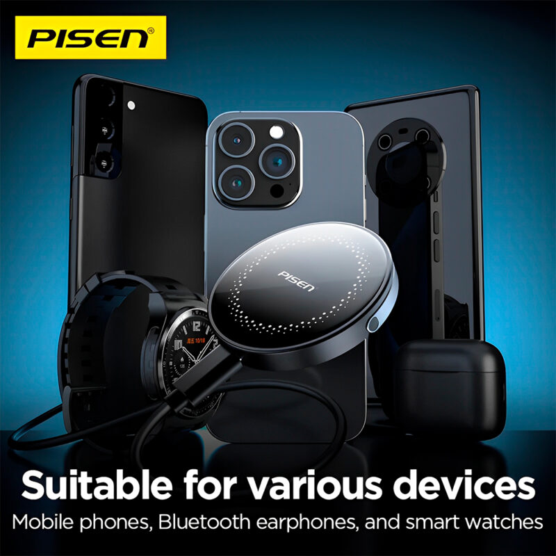 Carregador Magnético 2 in 1 Pisen TP-C43 Sem Fio Preto