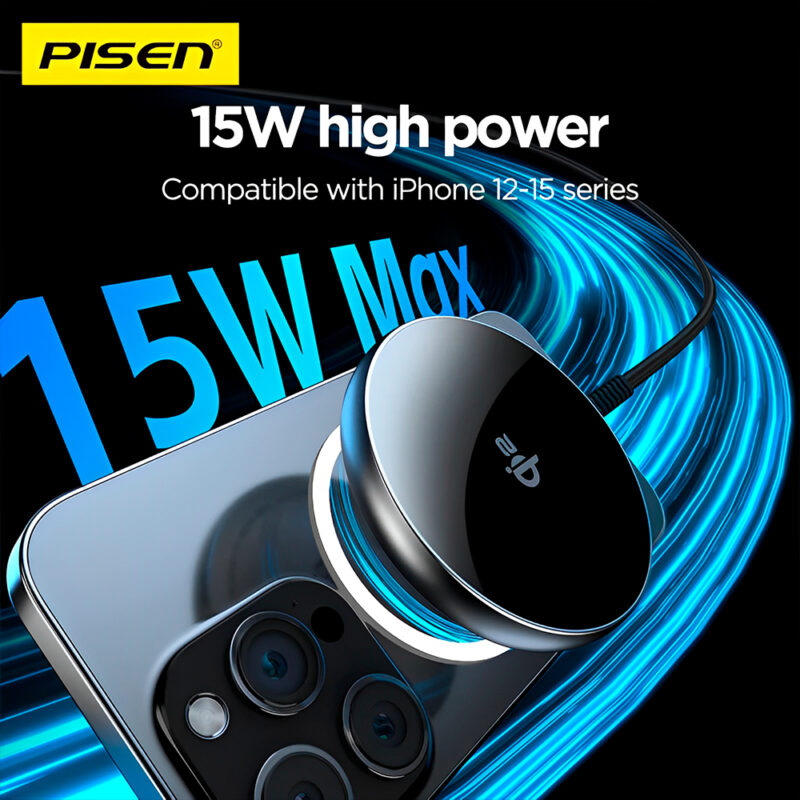 Carregador Magnético Pisen Tp-C56 MagSafe Sem Fio Preto