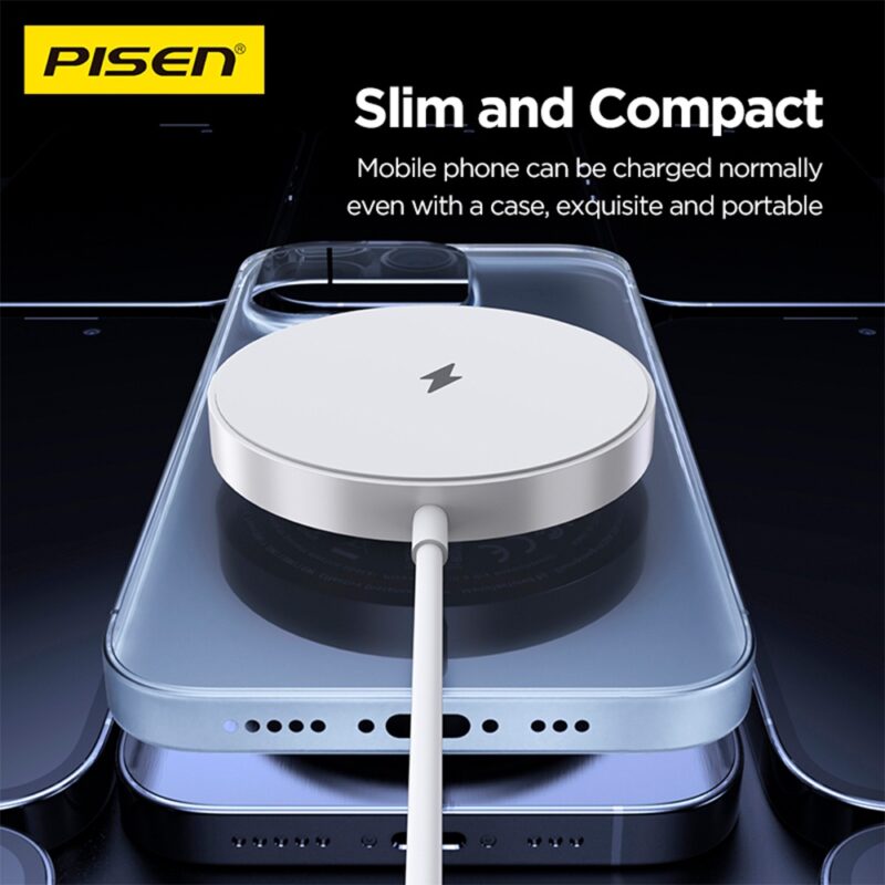 Carregador Magnético Pisen TP-C74 Sem Fio Máx 15W Branco