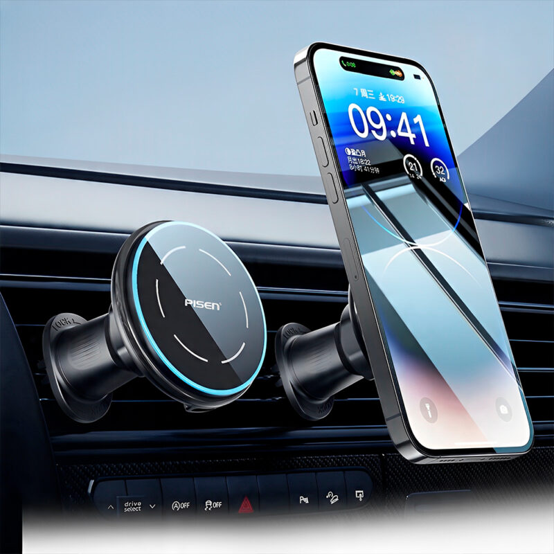 Suporte/Carregador Sem Fio Pisen Tpc70 15W p/Carro Preto