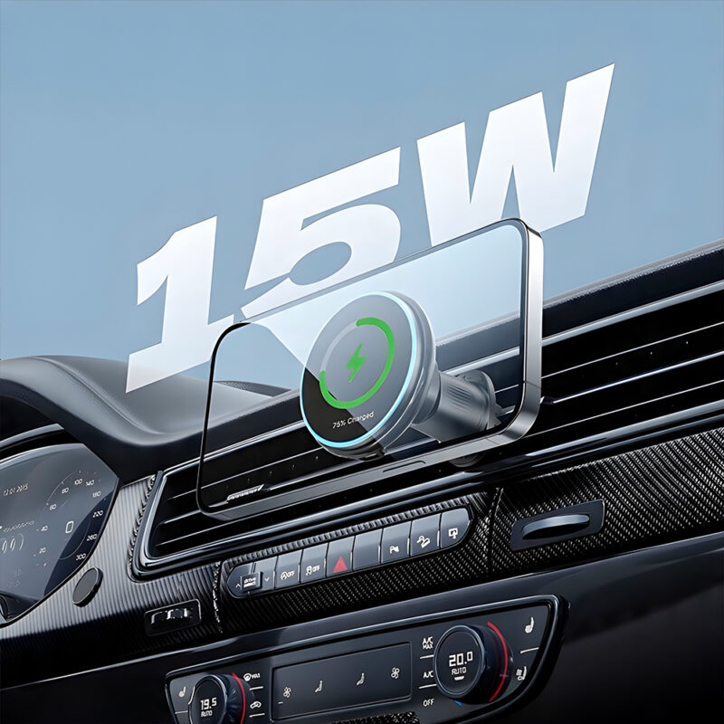 Suporte/Carregador Sem Fio Pisen Tpc70 15W p/Carro Preto