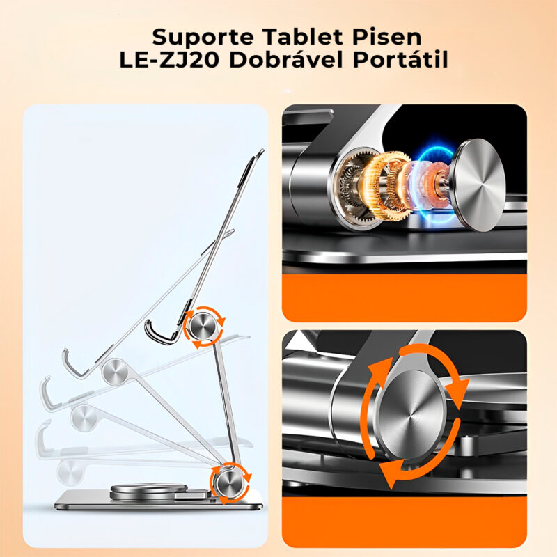 Suporte Tablet Pisen Le-zj20 Dobrável Portátil Prateado