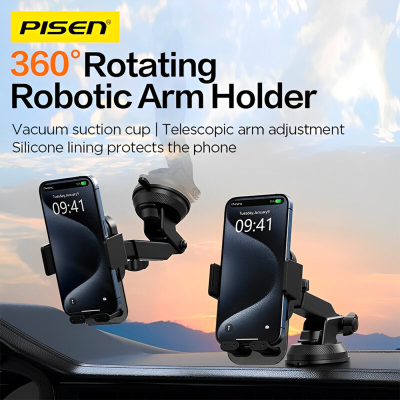 Suporte Celular Pisen TP-ZJ05 com Ventosa p/Carro Preto