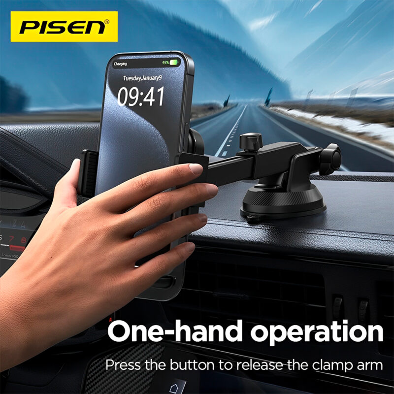 Suporte Celular Pisen TP-ZJ05 com Ventosa p/Carro Preto