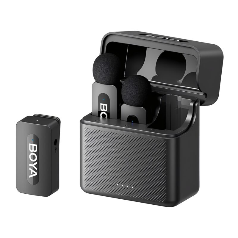 Microfone de Lapela Boya By-v35 3.5mm Canal Duplo Preto
