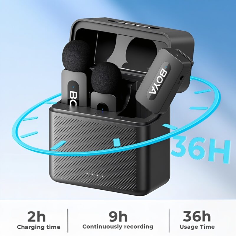 Microfone de Lapela Boya By-v35 3.5mm Canal Duplo Preto