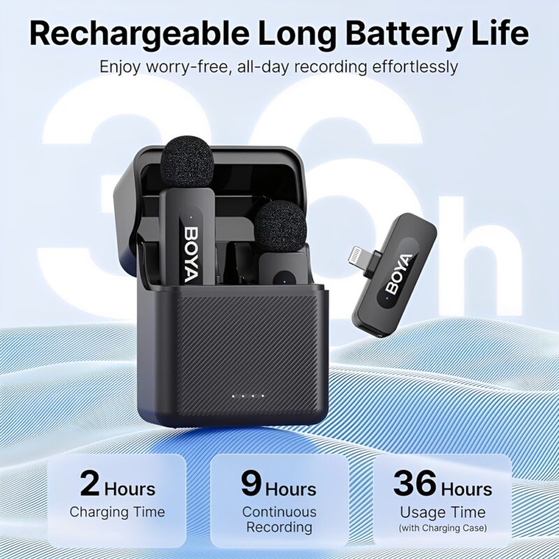 Microfone de Lapela Boya By-v3 Lightning p/iPhone Preto