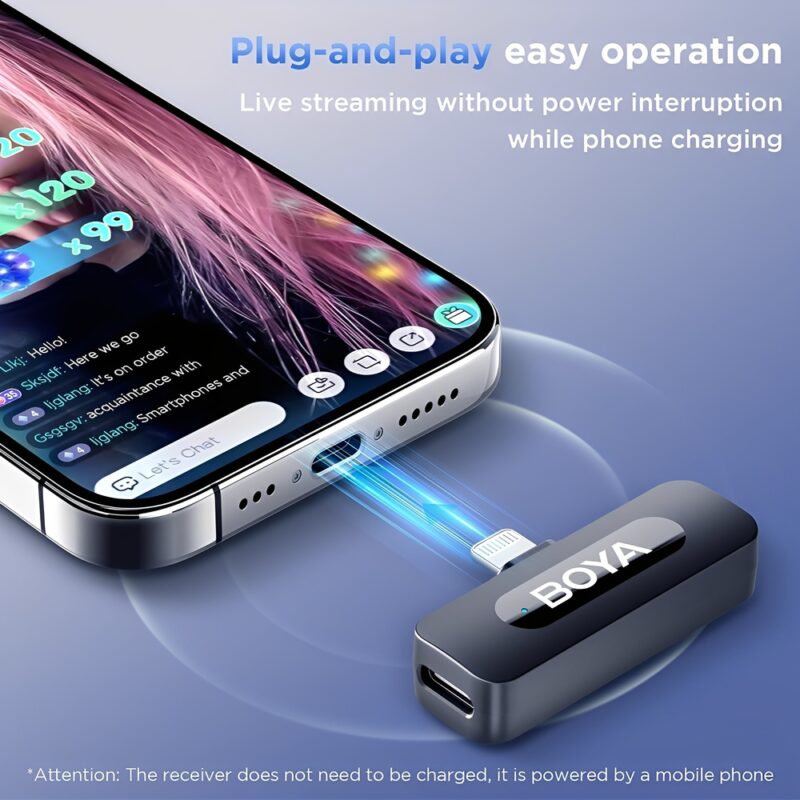 Microfone de Lapela Boya By-v3 Lightning p/iPhone Preto