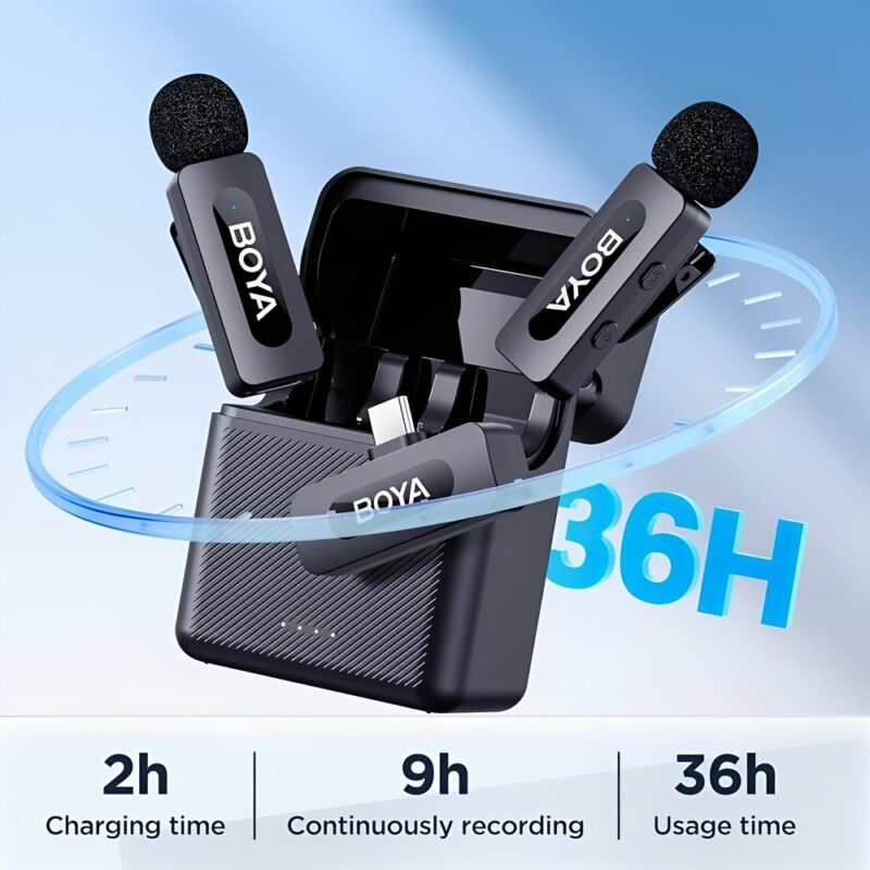 Microfone de Lapela Boya By-v30 Android/Ios Usb C Preto