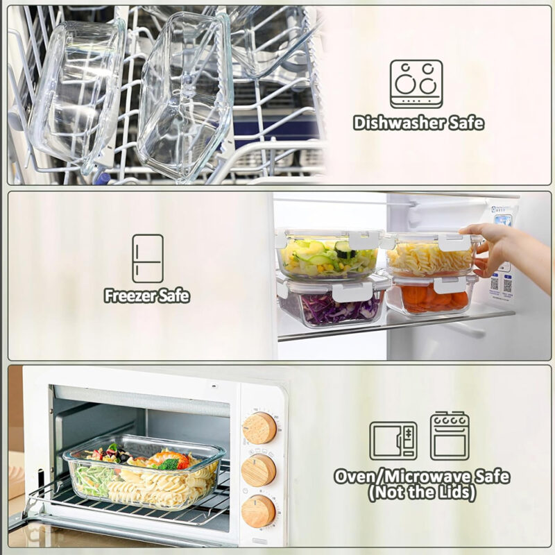 Conjunto 4 Potes Vidro Life Marmita Refeições, Alimentos