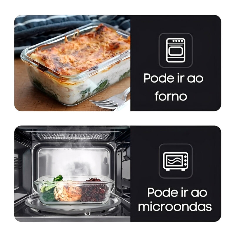 Conjunto 4 Potes Vidro Life Marmita Refeições, Alimentos