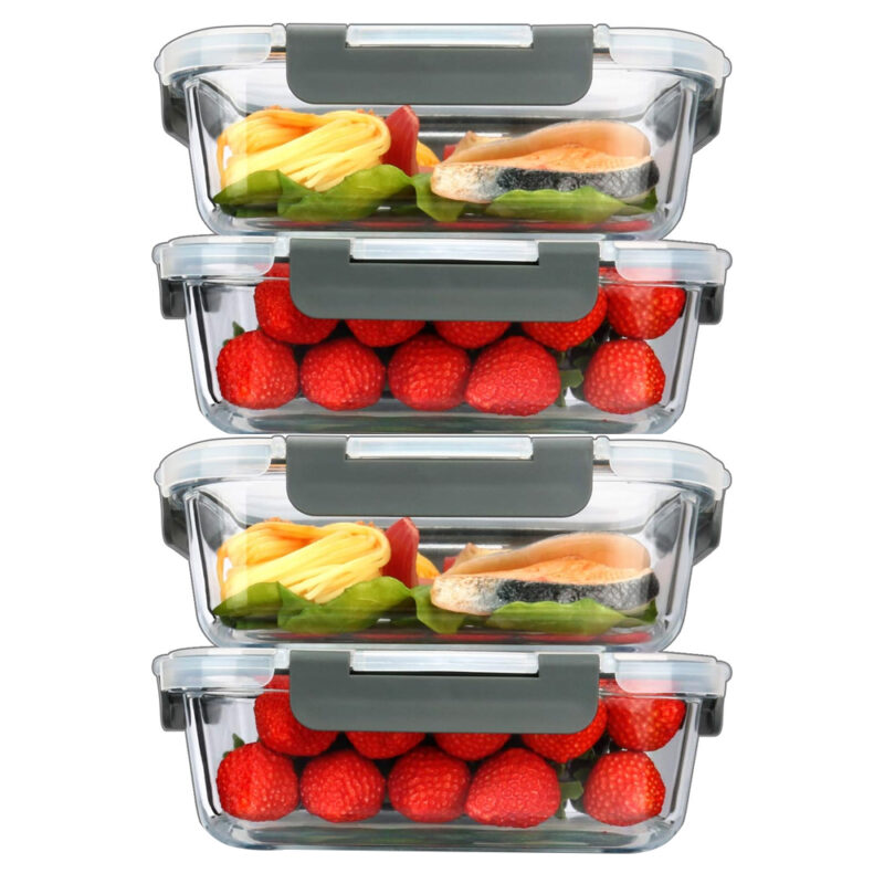 Conjunto 8 Potes Vidro Life Marmita Refeições, Alimentos