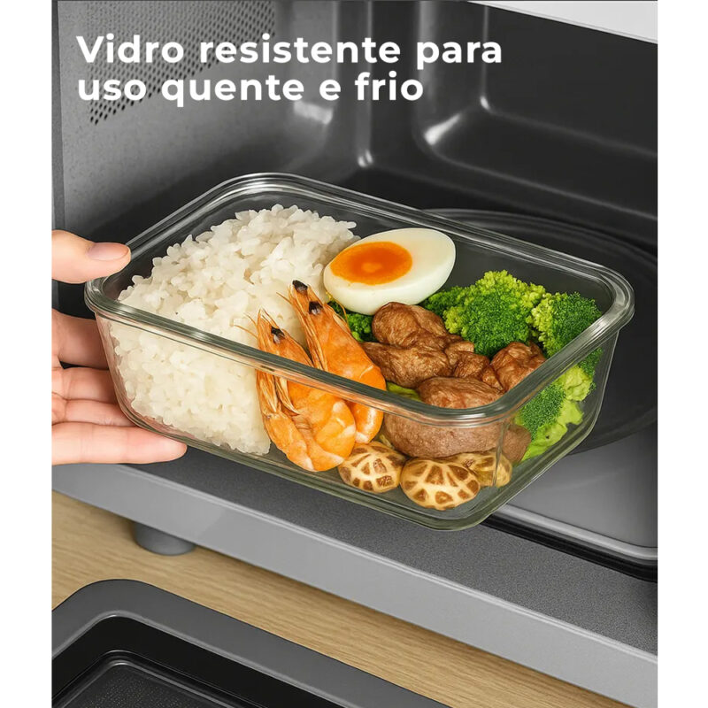 Conjunto 8 Potes Vidro Life Marmita Refeições, Alimentos