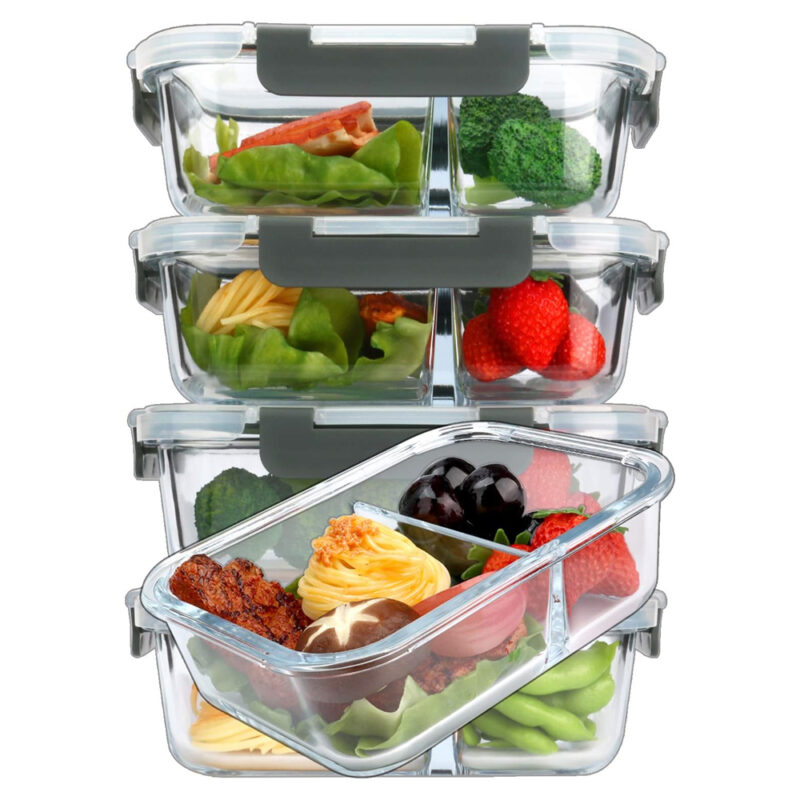 Conjunto 5 Potes Vidro Life Marmita Refeições, Alimentos