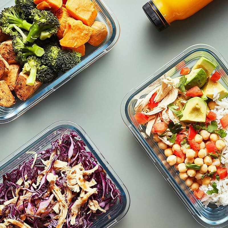 Conjunto 5 Potes Vidro Life Marmita Refeições, Alimentos