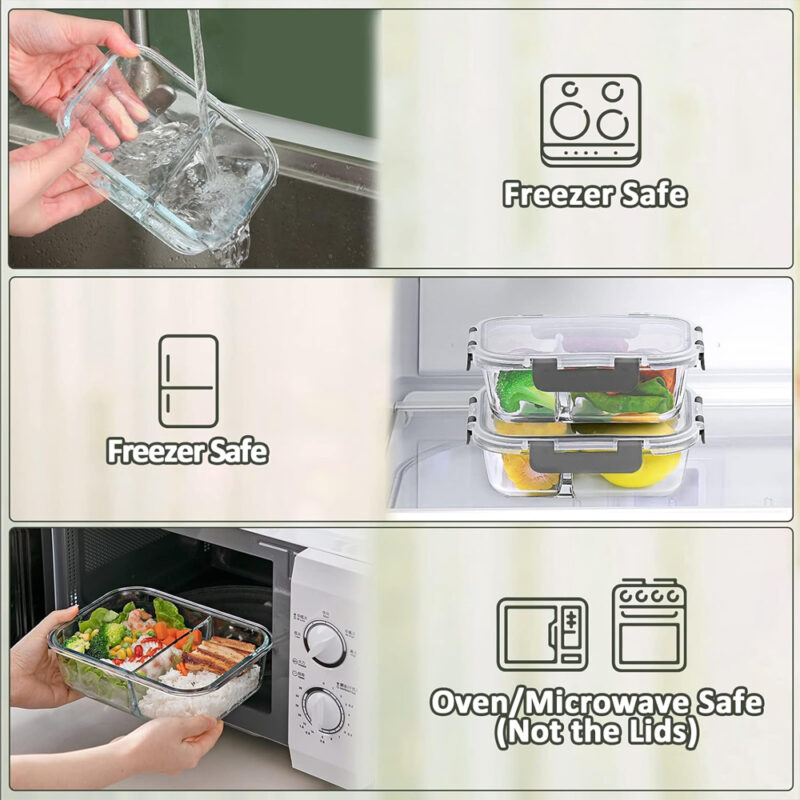 Conjunto 5 Potes Vidro Life Marmita Refeições, Alimentos