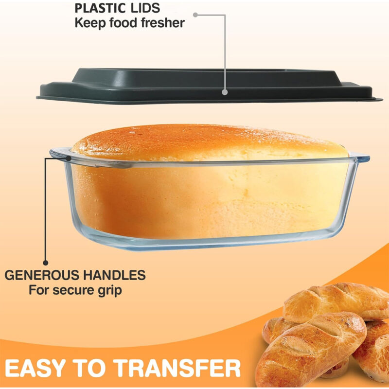 Conjunto 3 Formas Vidro Pão Life 1.8L Tampas Hermética