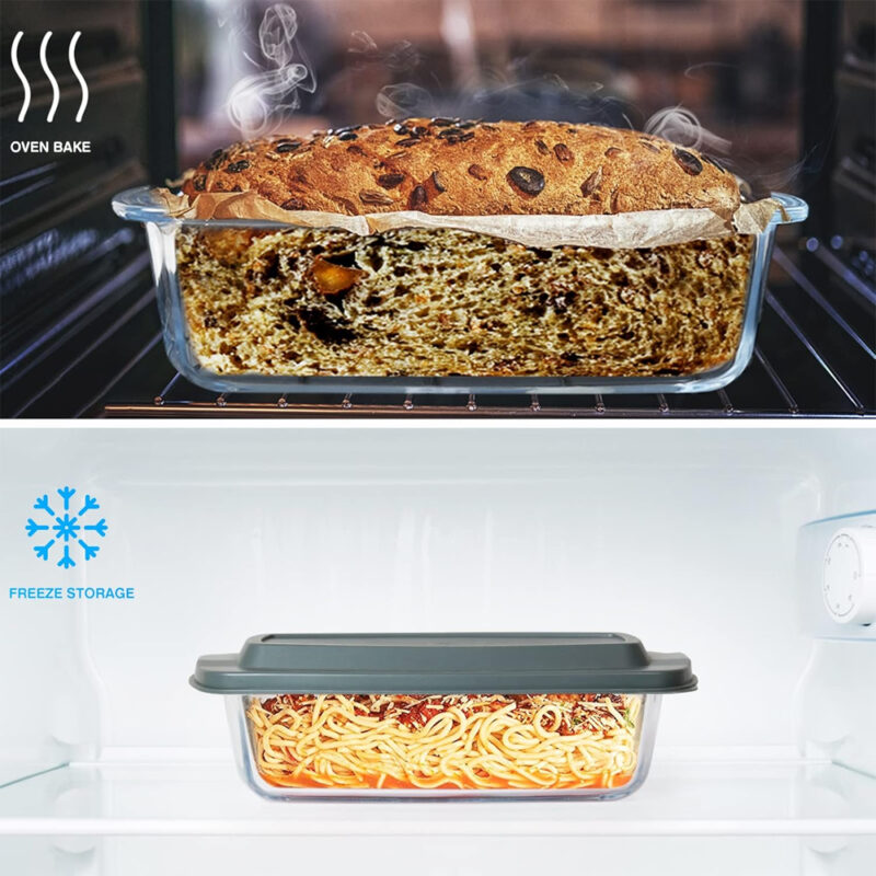 Conjunto 3 Formas Vidro Pão Life 1.8L Tampas Hermética