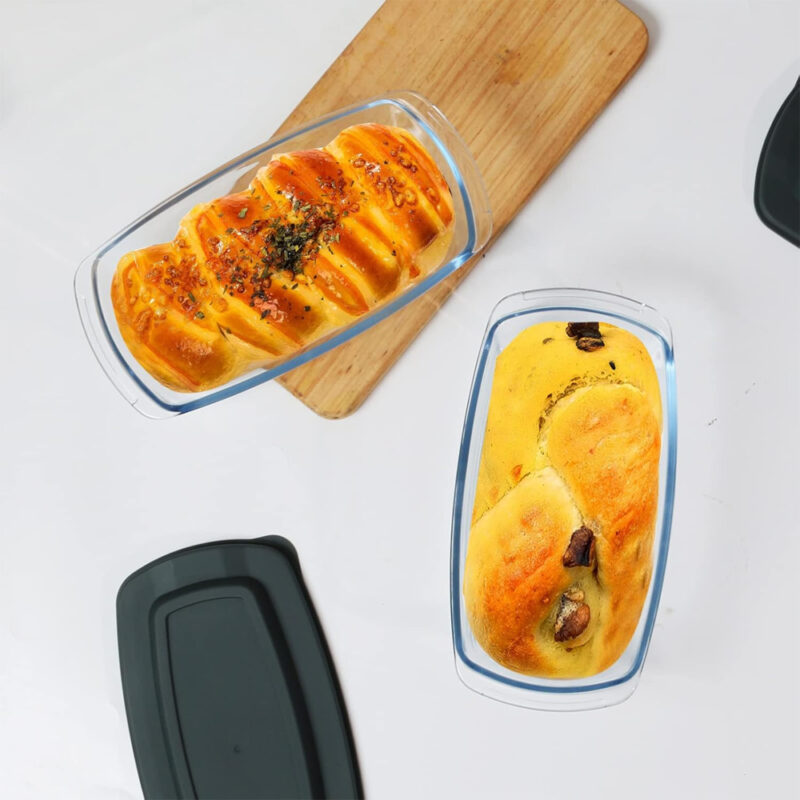 Conjunto 3 Formas Vidro Pão Life 1.8L Tampas Hermética