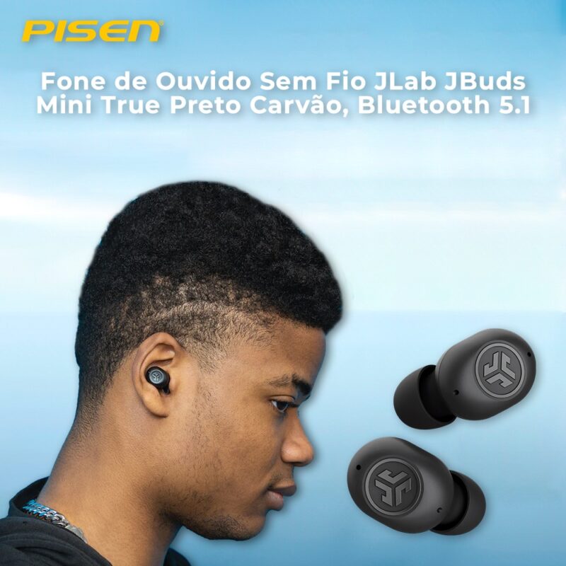 Fone de Ouvido Sem Fio Jlab JBuds Mini True Preto Carvão