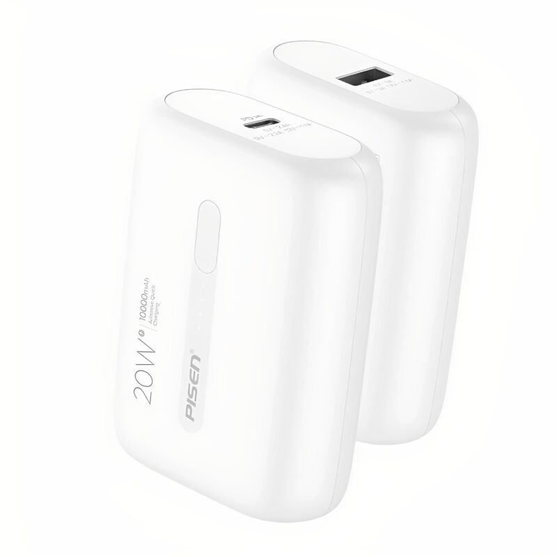 Power Bank 10000mAh Pisen Bateria Portátil 20W Branca
