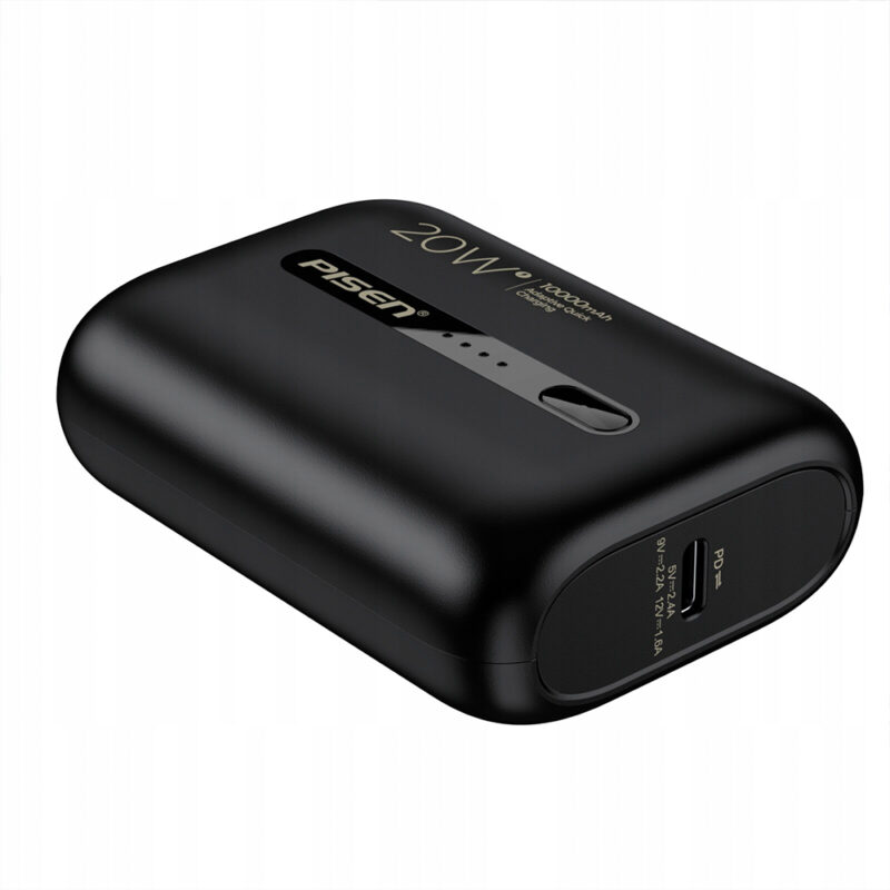Power Bank 10000mAh Pisen Bateria Portátil 20W Preta