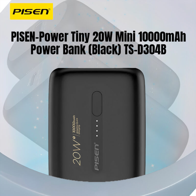 Power Bank 10000mAh Pisen Bateria Portátil 20W Preta