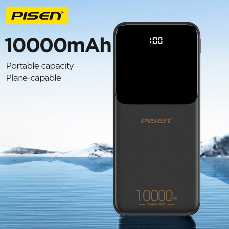Power Bank 10000mAh Pisen Bateria Portátil Max 10W Preta