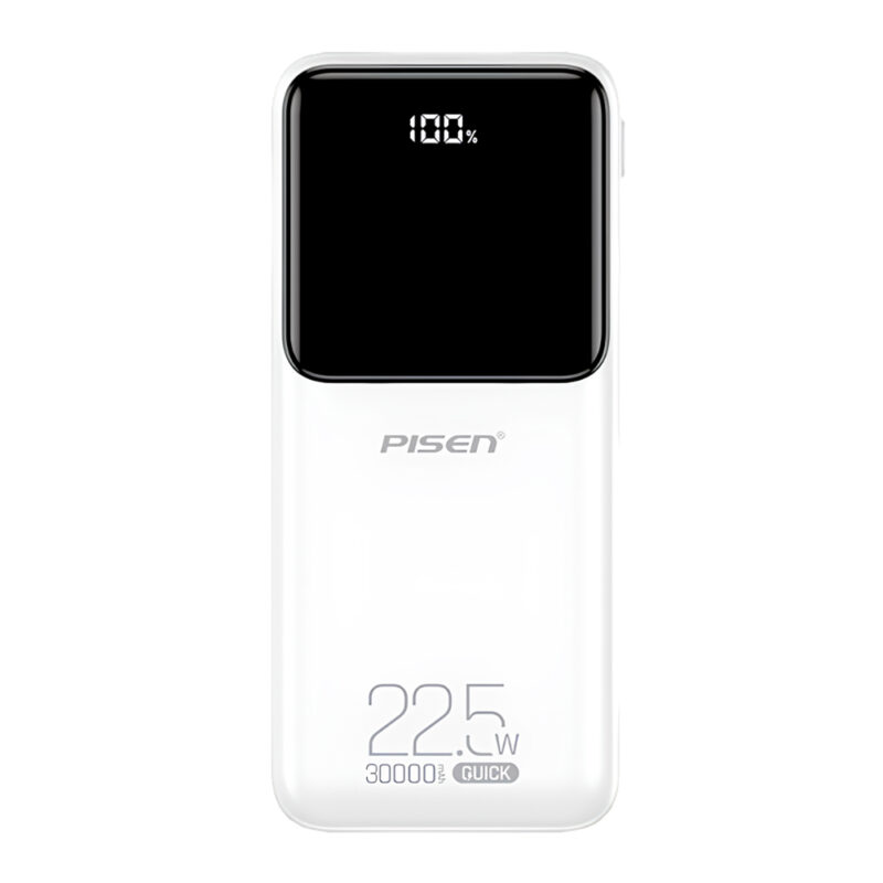 Power Bank 30000mAh Pisen Bateria Portátil 22.5W Branca