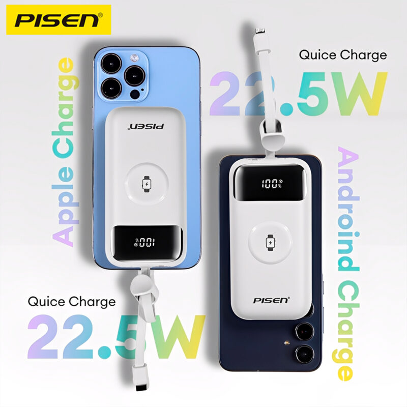 Power Bank Bateria Portátil Pisen 3-in-1 10000mAh Branca