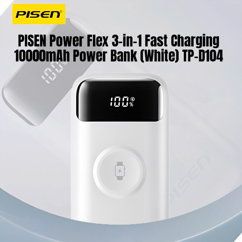 Power Bank Bateria Portátil Pisen 3-in-1 10000mAh Branca