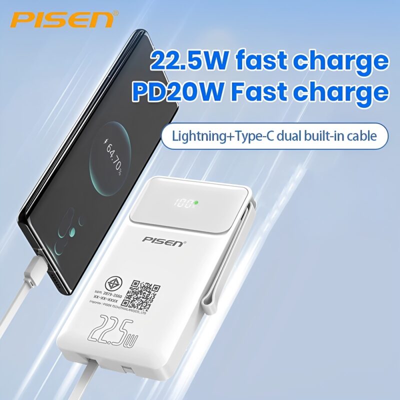 Power Bank Bateria Portátil Pisen 2in1 10000mAh Branca